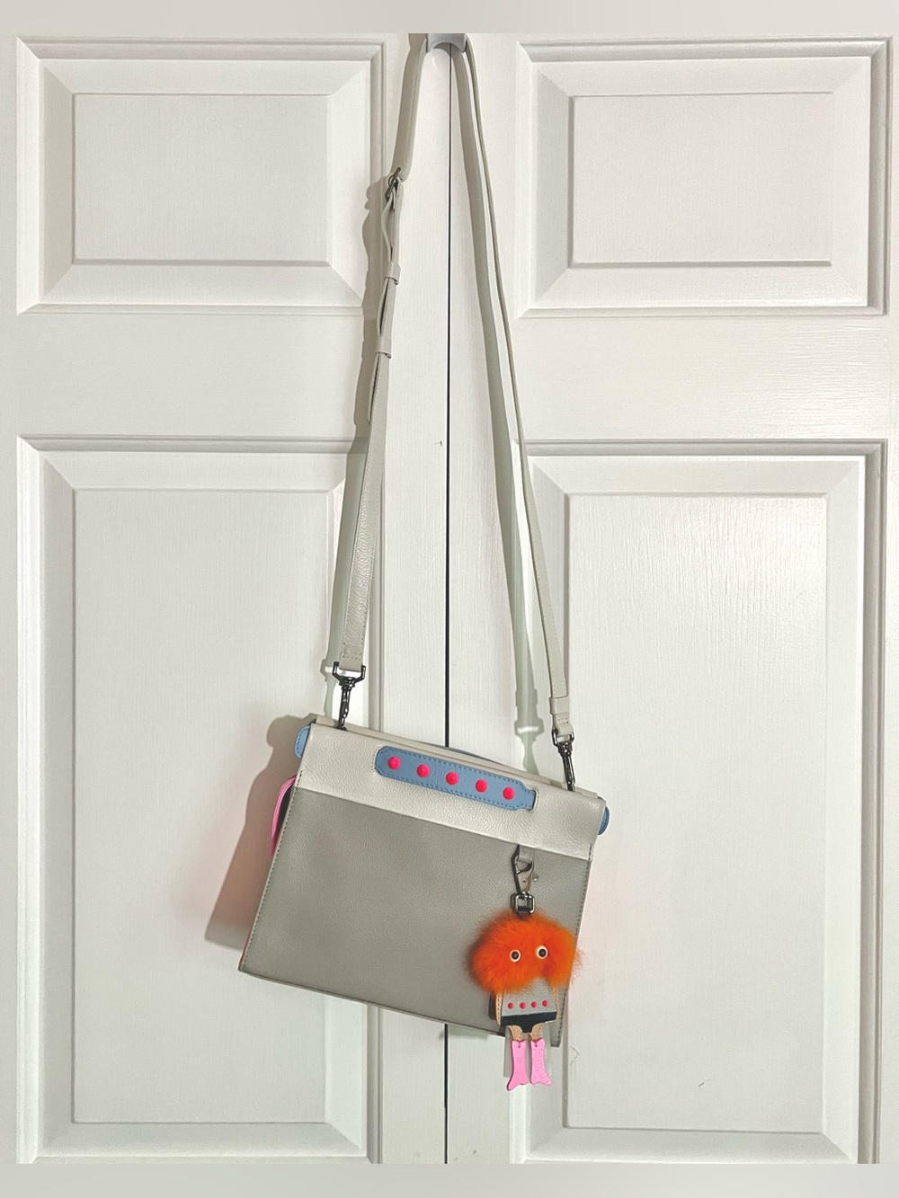 Min & Mon Leather Vali Bag with Strap and Monster Charm
